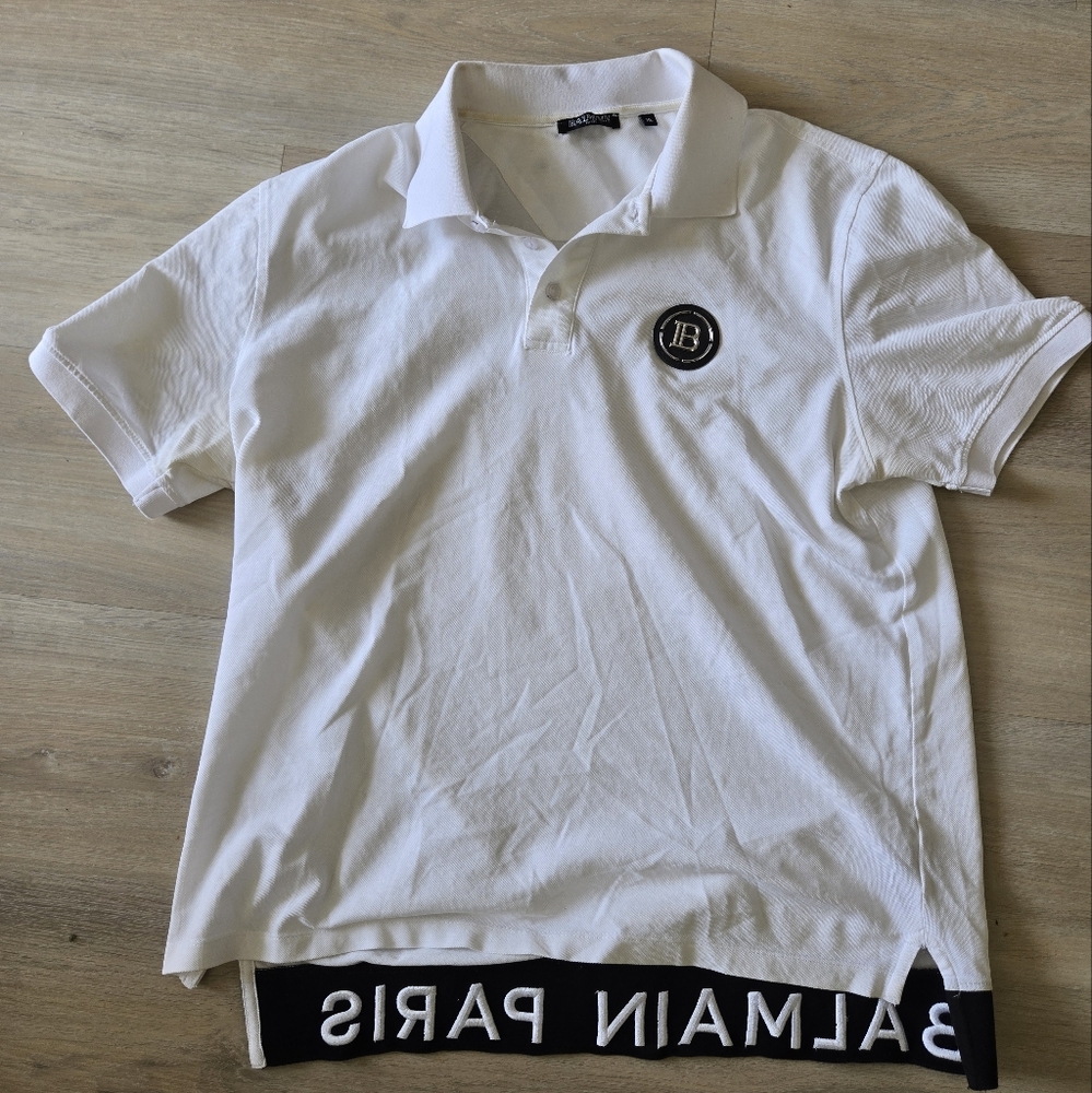 Balmain Paris White Polo Shirt